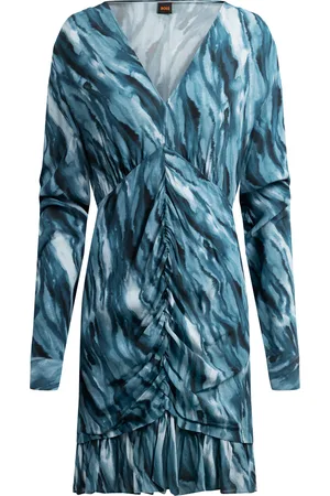 HUGO BOSS Robe froncée sur le devant à imprimé effet marbré