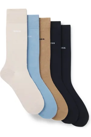 HUGO BOSS Lot de cinq paires de chaussettes mi-mollet en coton mélangé