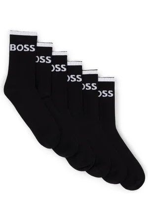 HUGO BOSS Lot de six paires de chaussettes courtes côtelées en coton mélangé