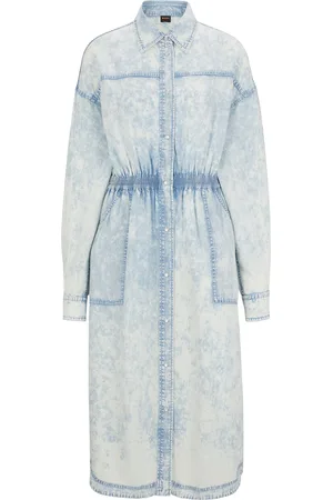 HUGO BOSS Robe-chemise Regular en tissu à effet denim