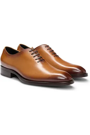 HUGO BOSS Chaussures Oxford en cuir bruni confectionnées en Italie