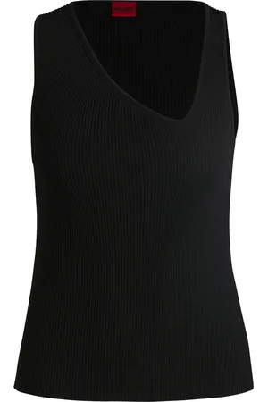 HUGO BOSS Haut en maille sans manches à encolure en V asymétrique