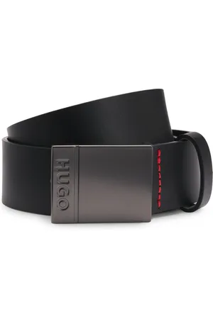 HUGO BOSS Ceinture en cuir italien avec boucle plate à logo gravé