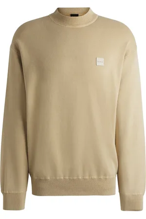 HUGO BOSS Pull Relaxed en coton teint en pièce