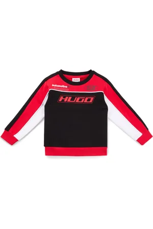 HUGO BOSS Sweat en coton mélangé avec détails inspirés de la course automobile pour enfant