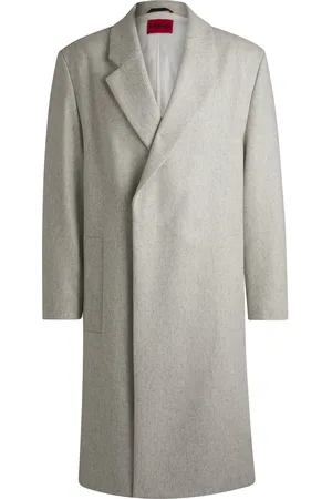 HUGO BOSS Manteau Relaxed en laine mélangée chinée