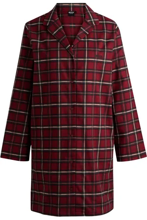 HUGO BOSS Chemise de nuit en flanelle de coton stretch à carreaux