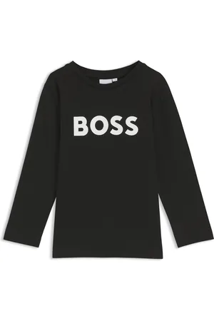 HUGO BOSS T-shirt à manches longues en coton pour enfant avec logo contrastant