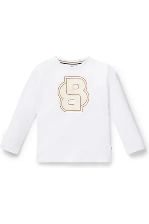 HUGO BOSS T-shirt à manches longues en coton avec monogramme Double B pour enfant