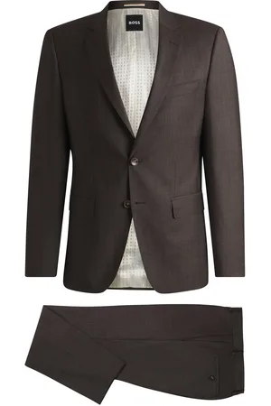 HUGO BOSS Costume Slim en laine vierge stretch à micro motif