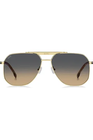 HUGO BOSS Lunettes de soleil dorées avec monogrammes Double B