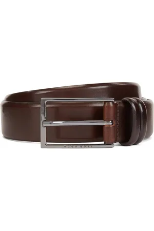 HUGO BOSS Ceinture en cuir au tannage végétal avec détail en métal couleur acier