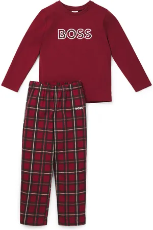 HUGO BOSS Pyjama en coton à logo et carreaux pour enfant