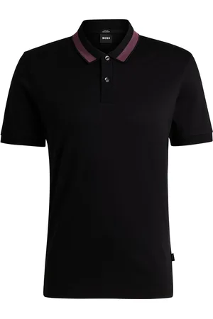 HUGO BOSS Polo Slim en coton mercerisé avec col à rayures