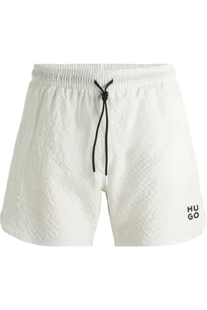 HUGO BOSS Short de bain à la structure gaufrée avec logo brodé revisité