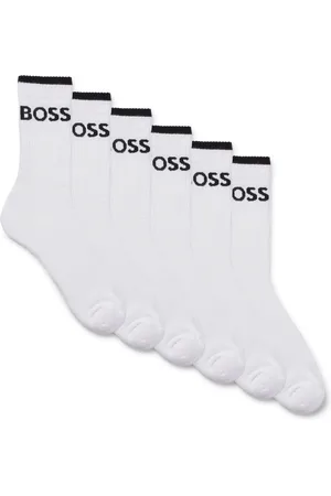 HUGO BOSS Lot de six paires de chaussettes courtes côtelées en coton mélangé