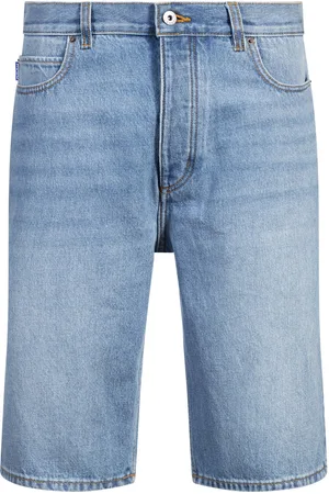 HUGO BOSS Short à la coupe droite en denim stone-washed bleu