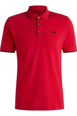 HUGO BOSS Polo ajusté en coton stretch avec logo imprimé