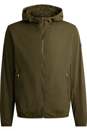 HUGO BOSS Veste déperlante en tissu froissé avec capuche ajustable
