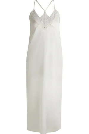 HUGO BOSS Robe de nuit longue en satin avec finitions en dentelle