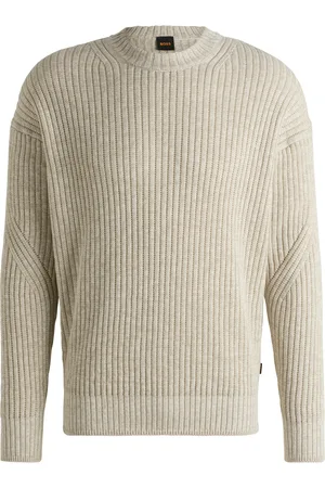 HUGO BOSS Pull Relaxed en coton mouliné et lin