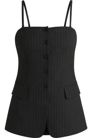 HUGO BOSS Top style gilet ajusté Regular en tissu stretch à rayures tennis