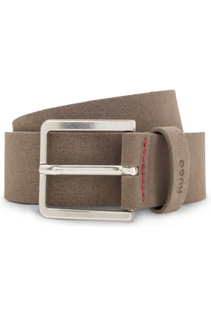 HUGO BOSS Ceinture en cuir suédé avec boucle argentée