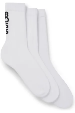 HUGO BOSS Lot de trois paires de chaussettes mi-mollet côtelées à logos