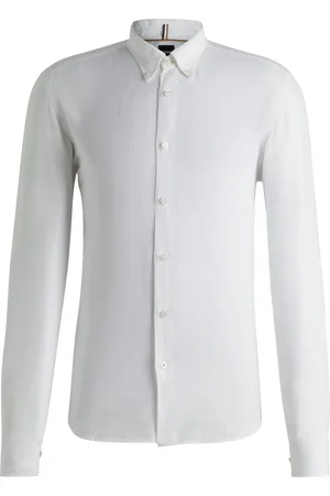 HUGO BOSS Chemise Regular à pointes boutonnées en lin