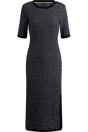 HUGO BOSS Robe en jersey de coton stretch à rayures structurées