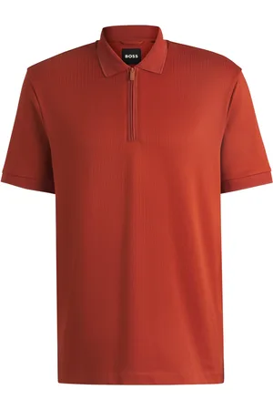 HUGO BOSS Polo en coton mélangé à la structure seersucker