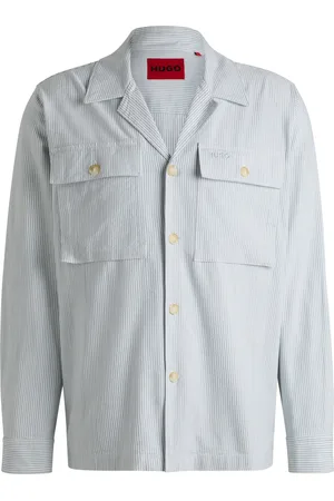 HUGO BOSS Surchemise Oversize en coton Oxford mélangé à rayures