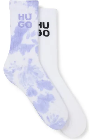 HUGO BOSS Lot de deux paires de chaussettes côtelées à logos revisités