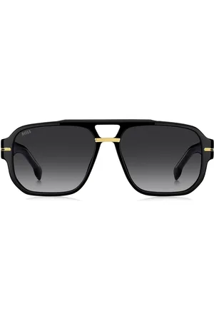 HUGO BOSS Lunettes de soleil en acétate avec détails dorés