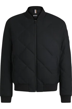 HUGO BOSS Veste Regular avec matelassage à losanges et bordures côtelées en coton