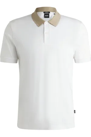 HUGO BOSS Polo Slim en coton mercerisé avec col à rayures