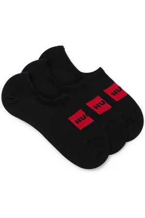 HUGO BOSS Lot de trois paires de chaussettes invisibles à motif étiquette logo rouge