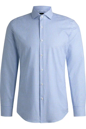 HUGO BOSS Chemise Slim à carreaux en coton stretch facile à repasser