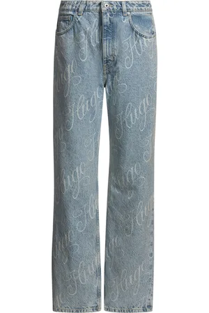 HUGO BOSS Jean droit en denim bleu à logos imprimés