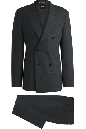 HUGO BOSS Costume Slim en laine, lin et stretch à motif
