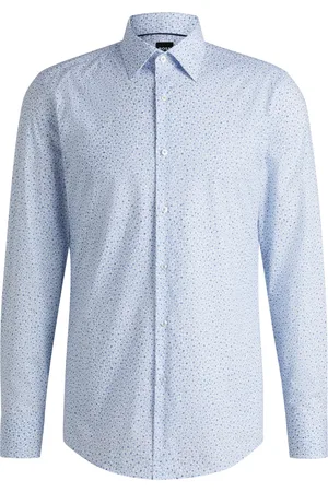HUGO BOSS Chemise Slim en popeline de coton stretch imprimé