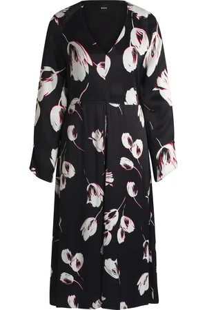 HUGO BOSS Robe en satin à col V et imprimé tulipe