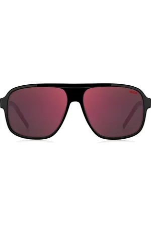 HUGO BOSS Lunettes de soleil en acétate avec verres teintés rouges