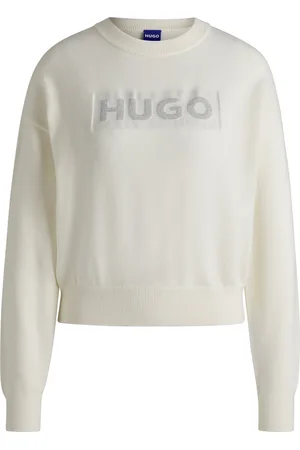 HUGO BOSS Pull Relaxed à col rond et logo brillant