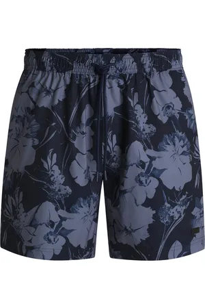 HUGO BOSS Short de bain avec imprimé à fleurs et rayures latérales