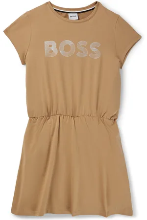 HUGO BOSS Robe en coton stretch avec logo imprimé brillant pour enfant