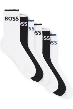 HUGO BOSS Lot de six paires de chaussettes courtes côtelées en coton mélangé