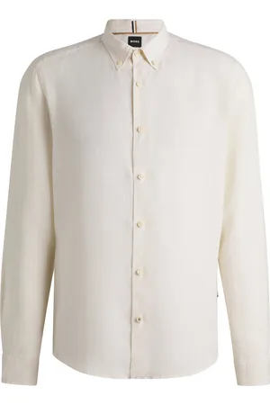 HUGO BOSS Chemise Regular à pointes boutonnées en lin