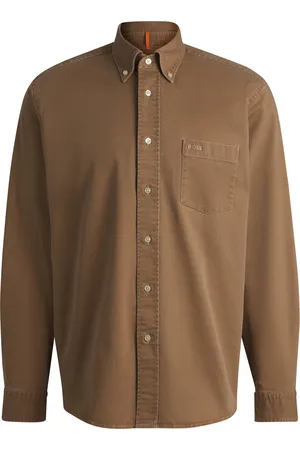 HUGO BOSS Chemise Relaxed en twill de coton stretch