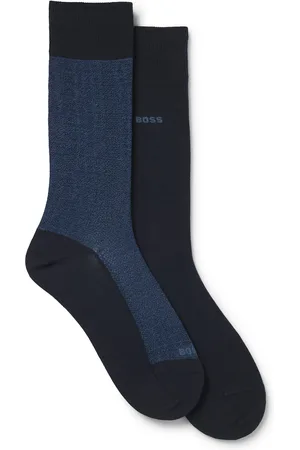 HUGO BOSS Lot de deux paires de chaussettes mi-mollet en coton mélangé